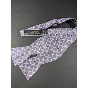 Jos. A. Bank Bow Tie Self Tie Adjustable Purple Silk Geometric Exec. Collection
